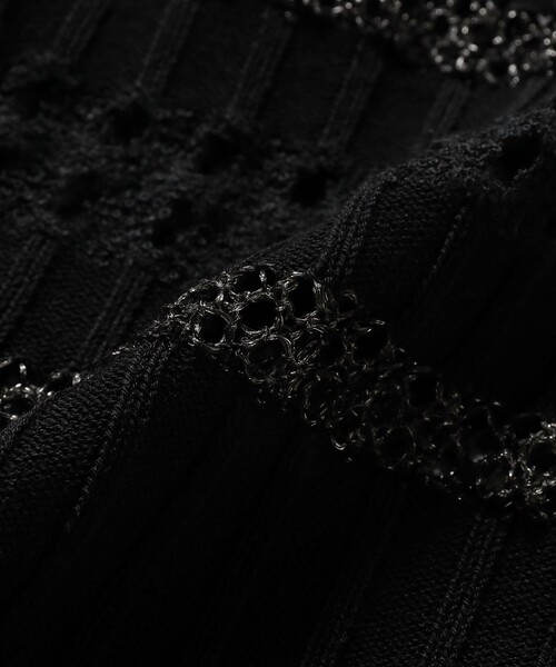 Ray BEAMS（レイビームス）の「ボーダーフリル ベスト（ベスト・レディース・ブラック/ライム・ONE SIZE）」の4枚目の写真