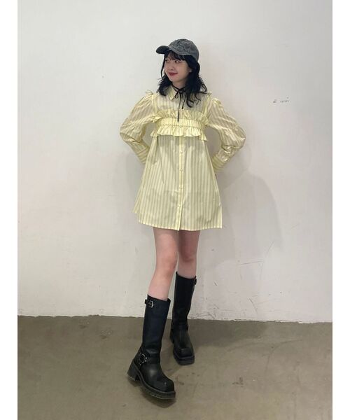 jouetie（ジュエティ）の「ビスチェレイヤードチュニックストライプシャツ（シャツ/ブラウス・レディース・オフホワイト/イエロー/ブルー/ブラック・MEDIUM）」の13枚目の写真