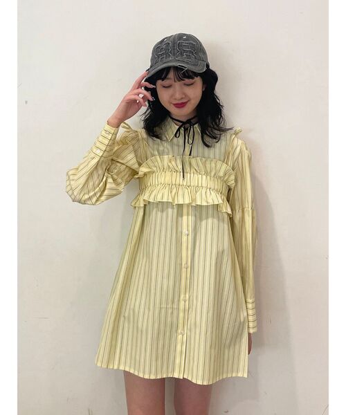 jouetie（ジュエティ）の「ビスチェレイヤードチュニックストライプシャツ（シャツ/ブラウス・レディース・オフホワイト/イエロー/ブルー/ブラック・MEDIUM）」の11枚目の写真