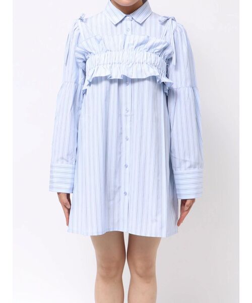 jouetie（ジュエティ）の「ビスチェレイヤードチュニックストライプシャツ（シャツ/ブラウス・レディース・オフホワイト/イエロー/ブルー/ブラック・MEDIUM）」の14枚目の写真