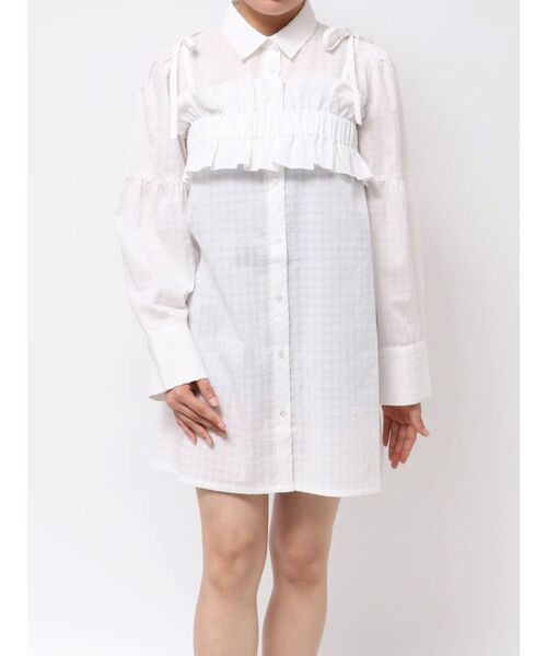 jouetie（ジュエティ）の「ビスチェレイヤードチュニックストライプシャツ（シャツ/ブラウス・レディース・オフホワイト/イエロー/ブルー/ブラック・MEDIUM）」の8枚目の写真