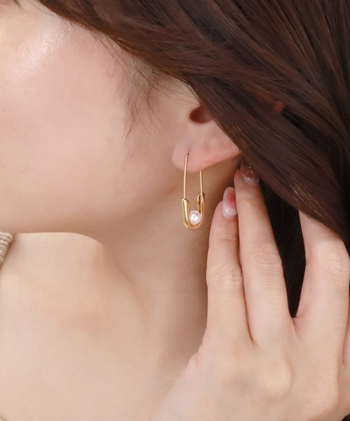 ZOZO購入 セーフティピンピアス ブラックコーティング セール】blackdia ocean ワンパールセーフティピンピアス