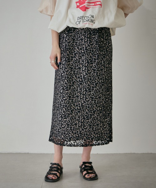 ROSE BUD（ローズバッド）の「レオパードレーススカート（スカート・レディース・ブラック/ホワイト・ONE SIZE）」の2枚目の写真