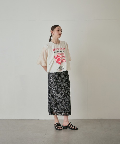 ROSE BUD（ローズバッド）の「レオパードレーススカート（スカート・レディース・ブラック/ホワイト・ONE SIZE）」の14枚目の写真