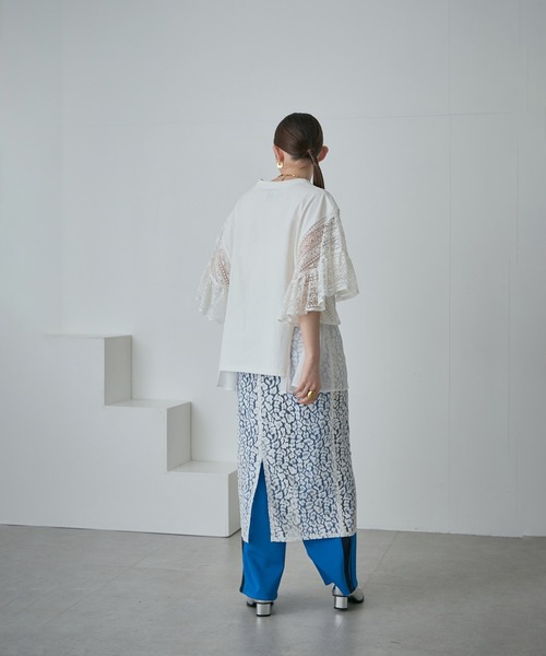 ROSE BUD（ローズバッド）の「レオパードレーススカート（スカート・レディース・ブラック/ホワイト・ONE SIZE）」の4枚目の写真