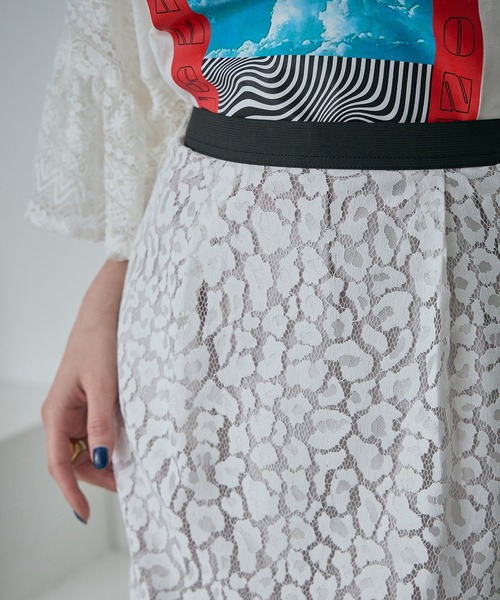 ROSE BUD（ローズバッド）の「レオパードレーススカート（スカート・レディース・ブラック/ホワイト・ONE SIZE）」の9枚目の写真