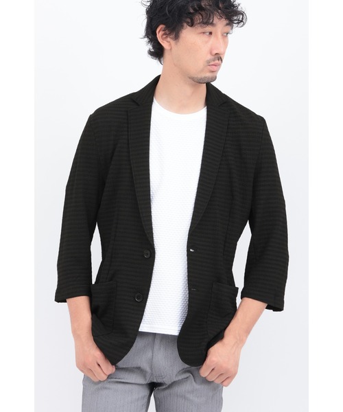 ハイストリート（HIGH STREET）/HIGH STREET∴４WAYエアリーバーク柄リンクス７分袖ジャケット HIGH STREET∴4WAYエアリーバーク柄リンクス7分袖ジャケット