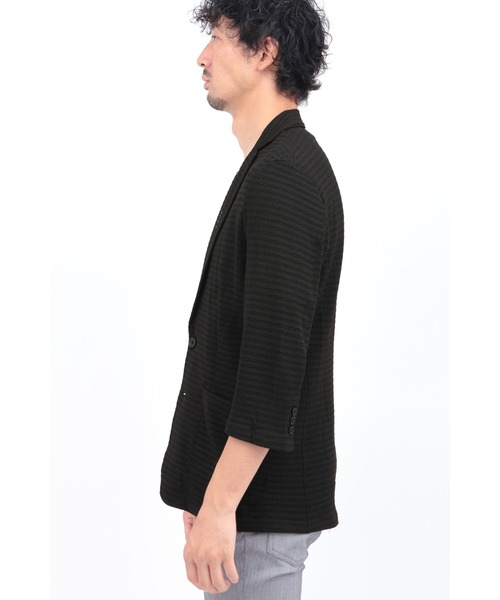 HIGH STREET∴4WAYエアリーバーク柄リンクス7分袖ジャケット