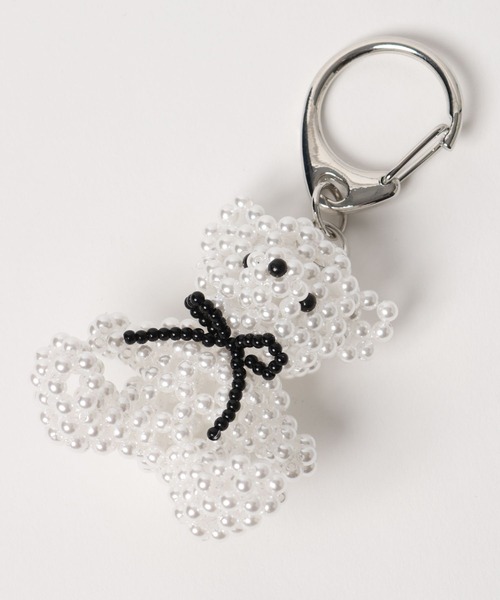 ★(くまこ⭐！)モルダバイト 7.5ミリ珠 ビーズCD(鑑別コピー付) ビーズクマキーチャーム 308670（キーホルダー）｜Me%（ミィパーセント