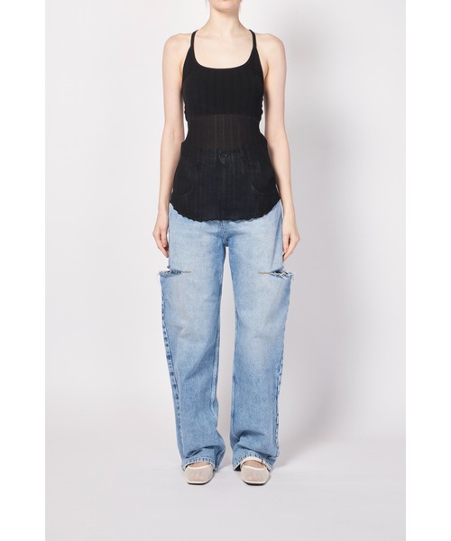 HAKUJI(ハクジ)の「HAKUJI WIDE RIB BRA TANKTOP(タンクトップ・レディース・ホワイト/ブラック・FREE)」の2枚目の写真
