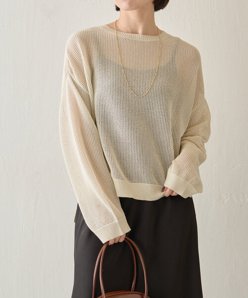 Jena espace merveilleux（ジェナ　エスパスメルヴェイユ）の「【ぴらこ企画カラー登場】スパンコールメッシュニット（ニット/セーター・レディース・アイボリー/ブルー/ネイビー/グレー・FREE）」の2枚目の写真