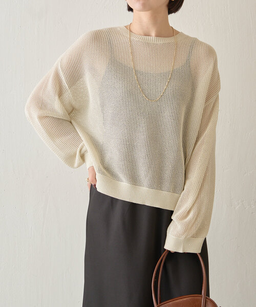 Jena espace merveilleux（ジェナ　エスパスメルヴェイユ）の「【ぴらこ企画カラー登場】スパンコールメッシュニット（ニット/セーター・レディース・アイボリー/ブルー/ネイビー/グレー・FREE）」の9枚目の写真