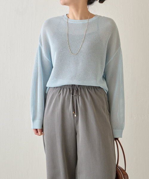 Jena espace merveilleux（ジェナ　エスパスメルヴェイユ）の「【ぴらこ企画カラー登場】スパンコールメッシュニット（ニット/セーター・レディース・アイボリー/ブルー/ネイビー/グレー・FREE）」の15枚目の写真
