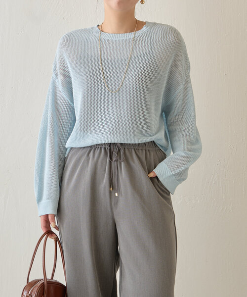 Jena espace merveilleux（ジェナ　エスパスメルヴェイユ）の「【ぴらこ企画カラー登場】スパンコールメッシュニット（ニット/セーター・レディース・アイボリー/ブルー/ネイビー/グレー・FREE）」の16枚目の写真