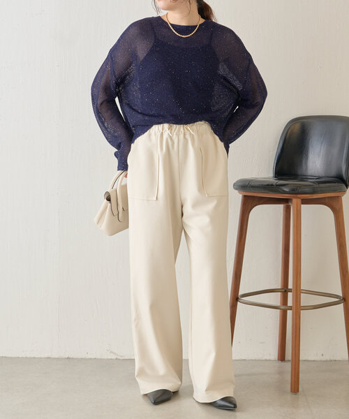 Jena espace merveilleux（ジェナ　エスパスメルヴェイユ）の「【ぴらこ企画カラー登場】スパンコールメッシュニット（ニット/セーター・レディース・アイボリー/ブルー/ネイビー/グレー・FREE）」の21枚目の写真