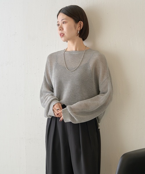 Jena espace merveilleux（ジェナ　エスパスメルヴェイユ）の「【ぴらこ企画カラー登場】スパンコールメッシュニット（ニット/セーター・レディース・アイボリー/ブルー/ネイビー/グレー・FREE）」の3枚目の写真