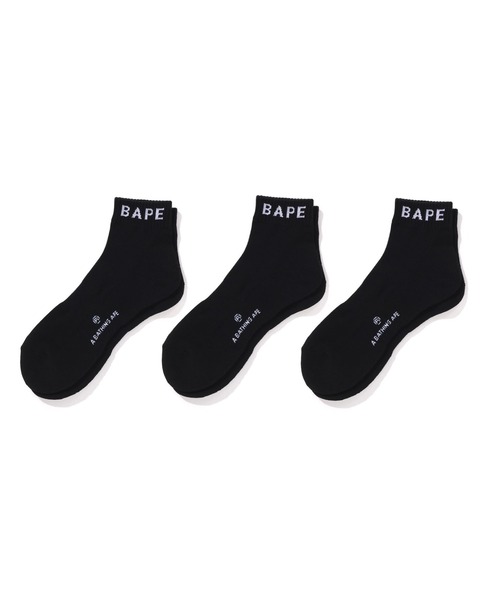 A BATHING APE(アベイシングエイプ)の「BAPE ANKLE SOCKS 3 PAIRS(ソックス/靴下・メンズ・ブラック/ホワイト・MEDIUM/LARGE)」の2枚目の写真