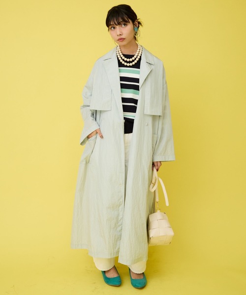 JETSET SOLO PLUS (ジェットセットソロプラス)の「【JETSET SOLO PLUS】グロッシータフタトレンチコート(トレンチコート・レディース・イエロー/ベージュ/グレイッシュブルー・FREE)」の6枚目の写真