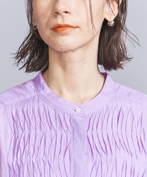 【新品タグ付き】ユナイテッドアローズ ピンタックフレンチスリーブブラウス UNITED ARROWS green label relaxing フロント ピンタック
