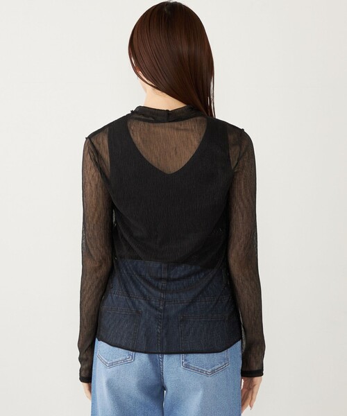 SHIPS Colors(シップス カラーズ)の「SHIPS Colors:〈手洗い可能〉シアー クレープ ハイネック インナー(Tシャツ/カットソー・レディース・ゴールド/ブラック・ONE SIZE)」の12枚目の写真