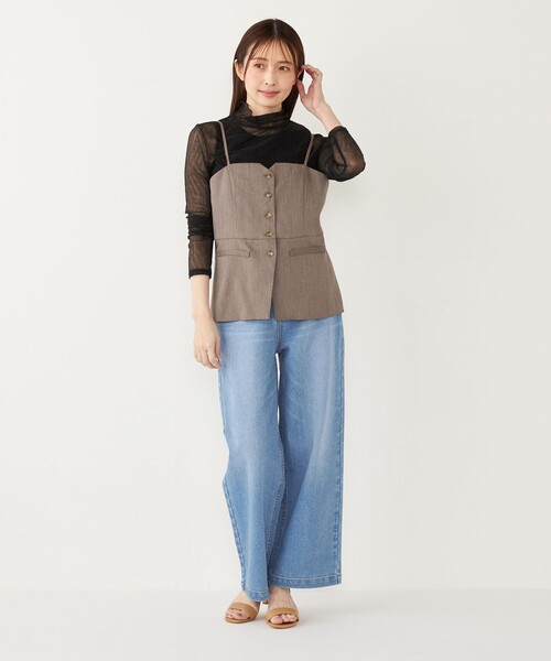 SHIPS Colors(シップス カラーズ)の「SHIPS Colors:〈手洗い可能〉シアー クレープ ハイネック インナー(Tシャツ/カットソー・レディース・ゴールド/ブラック・ONE SIZE)」の15枚目の写真