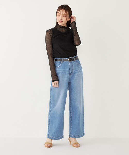 SHIPS Colors(シップス カラーズ)の「SHIPS Colors:〈手洗い可能〉シアー クレープ ハイネック インナー(Tシャツ/カットソー・レディース・ゴールド/ブラック・ONE SIZE)」の19枚目の写真