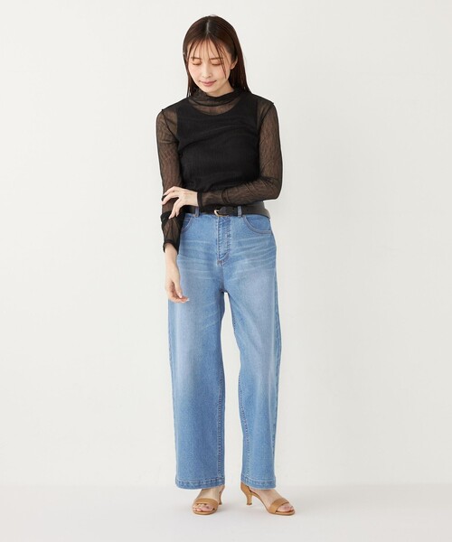 SHIPS Colors(シップス カラーズ)の「SHIPS Colors:〈手洗い可能〉シアー クレープ ハイネック インナー(Tシャツ/カットソー・レディース・ゴールド/ブラック・ONE SIZE)」の20枚目の写真