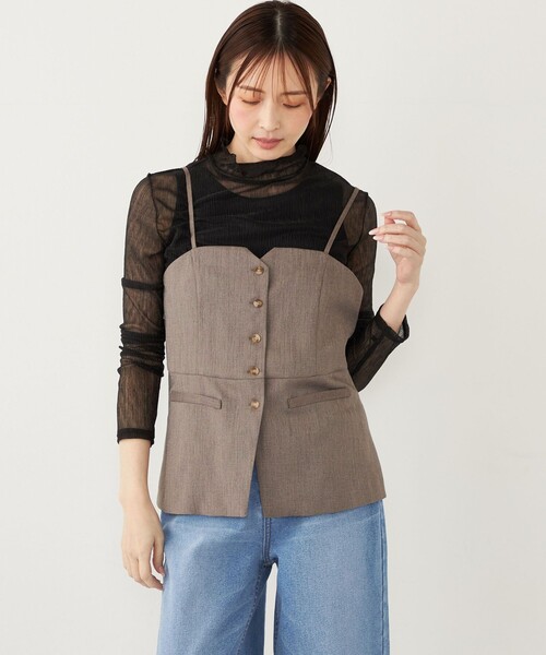 SHIPS Colors(シップス カラーズ)の「SHIPS Colors:〈手洗い可能〉シアー クレープ ハイネック インナー(Tシャツ/カットソー・レディース・ゴールド/ブラック・ONE SIZE)」の22枚目の写真