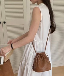 編み込み巾着ミニショルダーバッグ