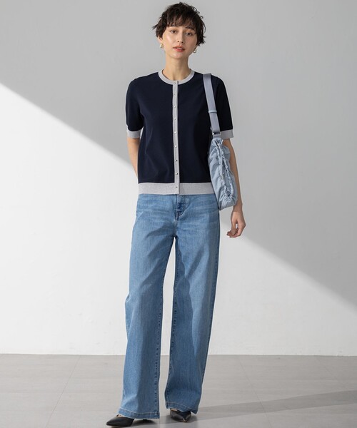 23区 L(ニジュウサンクオオキイサイズ)の「【WEB&一部店舗限定/洗える】レーヨンポリエステルストレッチ 半袖 カーディガン(カーディガン/ボレロ・レディース・ネイビー系2/ブラック系2/ホワイト系2/ベージュ系2・44/46)」の8枚目の写真