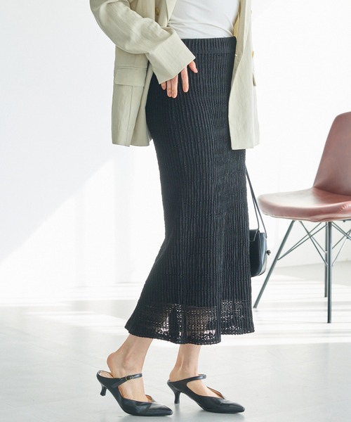LAVEANGE(ラビアンジェ)の「【洗える】レースプリーツナロースカート|上品レース/美シルエット/ON/OFF着回し/ストレッチ素材/ウエストゴム(スカート・レディース・ブラック/アイボリー・M/LL/3L/4L/5L)」の15枚目の写真