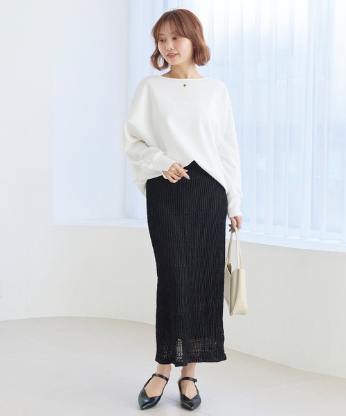 LAVEANGE(ラビアンジェ)の「【洗える】レースプリーツナロースカート|上品レース/美シルエット/ON/OFF着回し/ストレッチ素材/ウエストゴム(スカート・レディース・ブラック/アイボリー・M/LL/3L/4L/5L)」の4枚目の写真