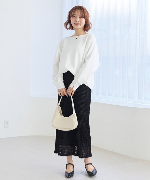 LAVEANGE(ラビアンジェ)の「【洗える】レースプリーツナロースカート|上品レース/美シルエット/ON/OFF着回し/ストレッチ素材/ウエストゴム(スカート・レディース・ブラック/アイボリー・M/LL/3L/4L/5L)」の3枚目の写真