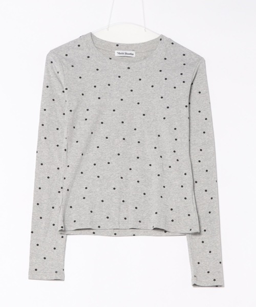 WEGO（ウィゴー）の「WEGO/長袖【水玉】ドット柄タイトトップス/ロンT（Tシャツ/カットソー・レディース・ホワイト/ブラック/グレー・MEDIUM/SMALL）」の16枚目の写真