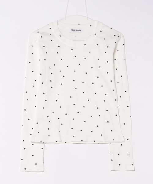 WEGO（ウィゴー）の「WEGO/長袖【水玉】ドット柄タイトトップス/ロンT（Tシャツ/カットソー・レディース・ホワイト/ブラック/グレー・MEDIUM/SMALL）」の17枚目の写真