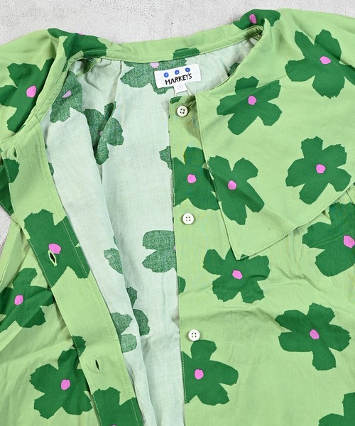 MARKEY'S（マーキーズ）の「総柄ビッグカラーワンピース/おとな（ワンピース・レディース・ベージュ/ライトグリーン・160cm）」の4枚目の写真