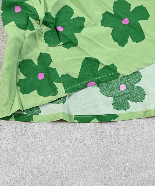 MARKEY'S（マーキーズ）の「総柄ビッグカラーワンピース/おとな（ワンピース・レディース・ベージュ/ライトグリーン・160cm）」の6枚目の写真