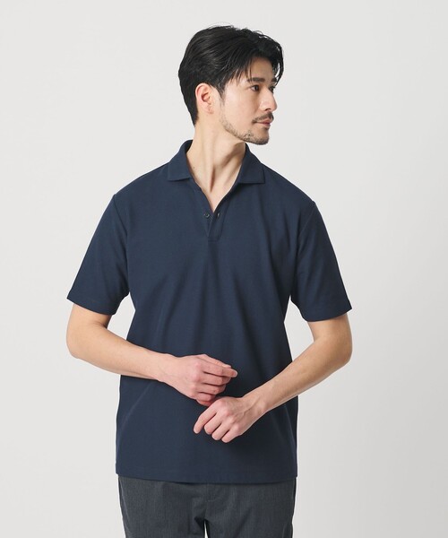 WEB限定 WARDROBE SMART】ステイ クリーン ピケ スキッパー ポロシャツ