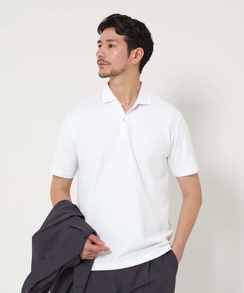BEAUTY&YOUTH UNITED ARROWS(ビューティーアンドユースユナイテッドアローズ)の「【WEB限定 WARDROBE SMART】ステイ クリーン ピケ スキッパー ポロシャツ【抗菌防臭】(ポロシャツ・メンズ・ブラック/ホワイト/ダークグレー/ロイヤルブルー・S/M/L/XL)」の10枚目の写真