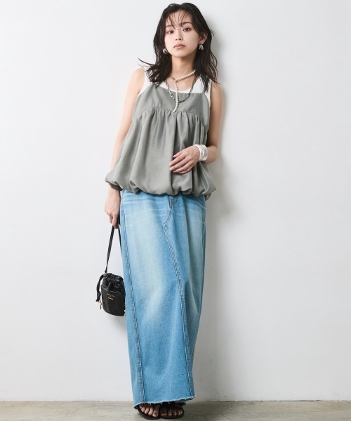 CHIC STYLE（シックスタイル）の「バルーンキャミソール＜大きいサイズ有＞シックスタイル（キャミソール・レディース・ブラック/グレー・M/L/LL/3L/4L/5L）」の6枚目の写真