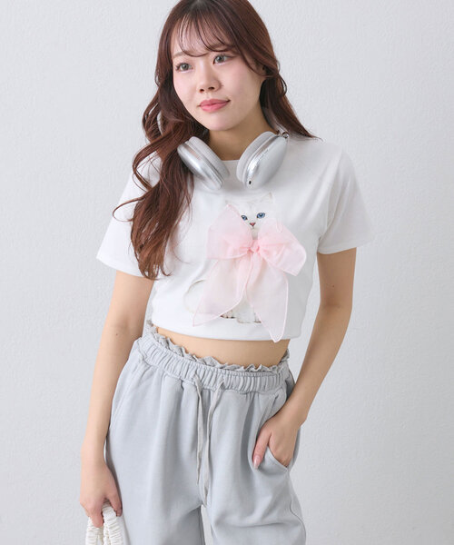 OLIVE des OLIVE（オリーブデオリーブ）の「オル・イヴmeow Tee（Tシャツ/カットソー・レディース・サックスブルー/チャコールグレー/オフホワイト/ピンク・FREE）」の22枚目の写真