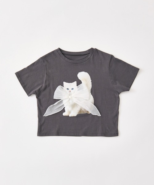 OLIVE des OLIVE（オリーブデオリーブ）の「オル・イヴmeow Tee（Tシャツ/カットソー・レディース・サックスブルー/チャコールグレー/オフホワイト/ピンク・FREE）」の8枚目の写真