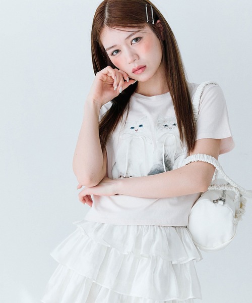 OLIVE des OLIVE（オリーブデオリーブ）の「オル・イヴmeow Tee（Tシャツ/カットソー・レディース・サックスブルー/チャコールグレー/オフホワイト/ピンク・FREE）」の12枚目の写真