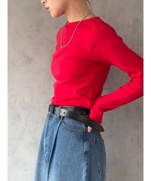 Day and Grade(デイアンドグレイド)の「【ベーシック】ボートネック ロングスリーブ カットソー | ベーシック長袖Tシャツ(Tシャツ/カットソー・レディース・レッド・FREE)」の9枚目の写真