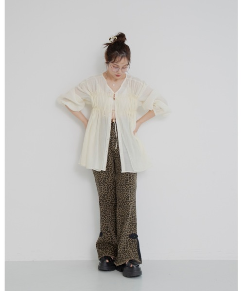 leopard ribbon pants（デニムパンツ）｜jumelle（ジュメロ）の