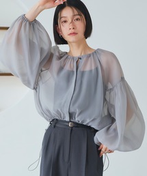 洗える ｜ シアー ボリューム ブルゾン ｜ レディース 長袖 おしゃれ きれいめ シアートップス シャツ ブラウス 羽織 アウター マウンテンパーカー スプリングコート