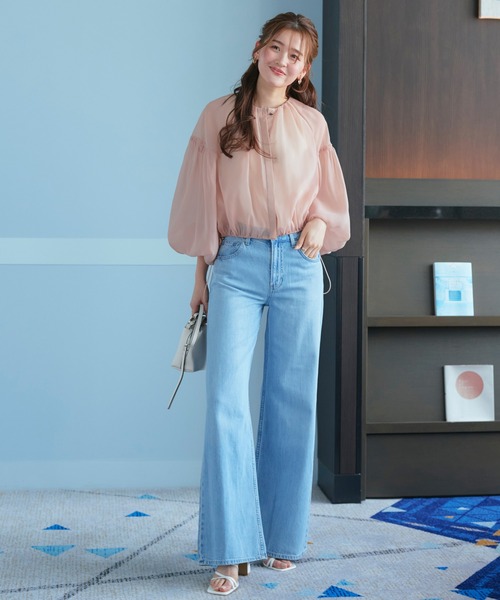 RUIRUE BOUTIQUE（ルイルエブティック）の「洗える ｜ シアー ボリューム ブルゾン ｜ レディース 長袖 おしゃれ きれいめ シアートップス シャツ ブラウス 羽織 アウター マウンテンパーカー スプリングコート（ブルゾン・レディース・ピンク/グレー/ブラック・L/M/S/LL）」の10枚目の写真