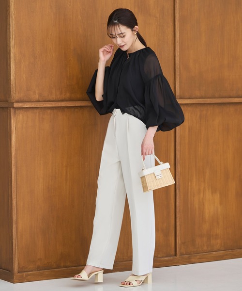 RUIRUE BOUTIQUE（ルイルエブティック）の「洗える ｜ シアー ボリューム ブルゾン ｜ レディース 長袖 おしゃれ きれいめ シアートップス シャツ ブラウス 羽織 アウター マウンテンパーカー スプリングコート（ブルゾン・レディース・ピンク/グレー/ブラック・L/M/S/LL）」の14枚目の写真