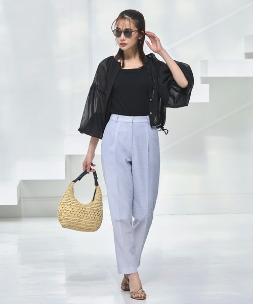 RUIRUE BOUTIQUE（ルイルエブティック）の「洗える ｜ シアー ボリューム ブルゾン ｜ レディース 長袖 おしゃれ きれいめ シアートップス シャツ ブラウス 羽織 アウター マウンテンパーカー スプリングコート（ブルゾン・レディース・ピンク/グレー/ブラック・L/M/S/LL）」の17枚目の写真