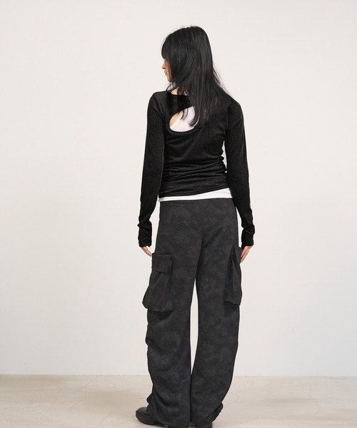 Nora Lily elle(ノラリリーエル)の「【Nora Lily】「elle」Design Cut L/S Pull Top Set(Tシャツ/カットソー・レディース・ブラック/チャコールグレー/サックスブルー・FREE)」の7枚目の写真